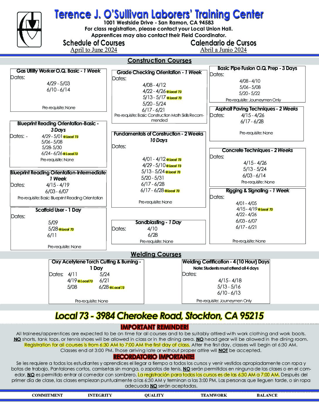 Laborers Local 185 April June 2024 Training Pdf