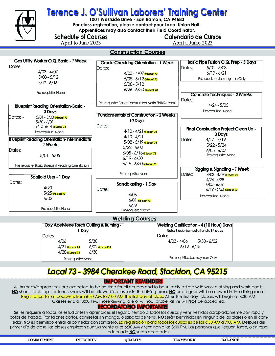 Laborers Local 185 April June 2023 Class Pdf
